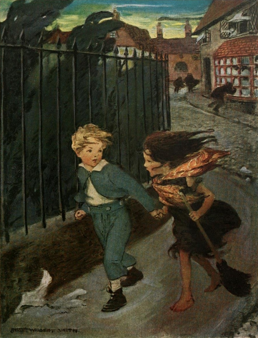 a picture arose in his mind of a little girl running before the wind and dragging her broom after her