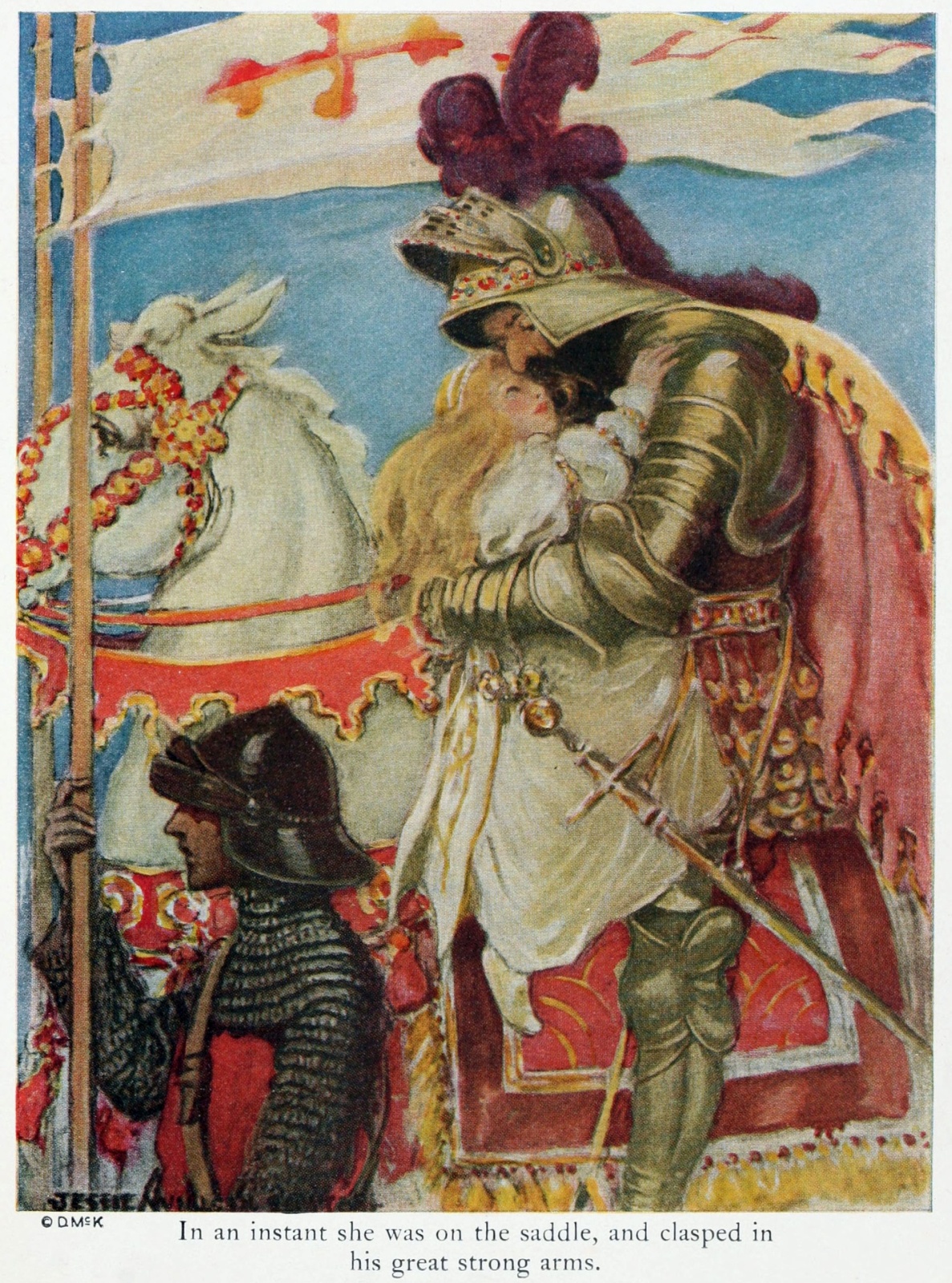 In an instant she was on the saddle, and clasped in his great strong arms.